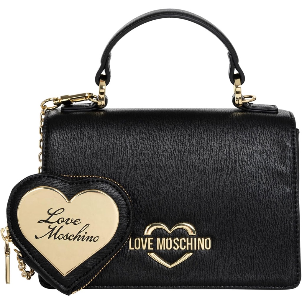 Nwt Love Moschino Women Handbags Black With Heart Chain